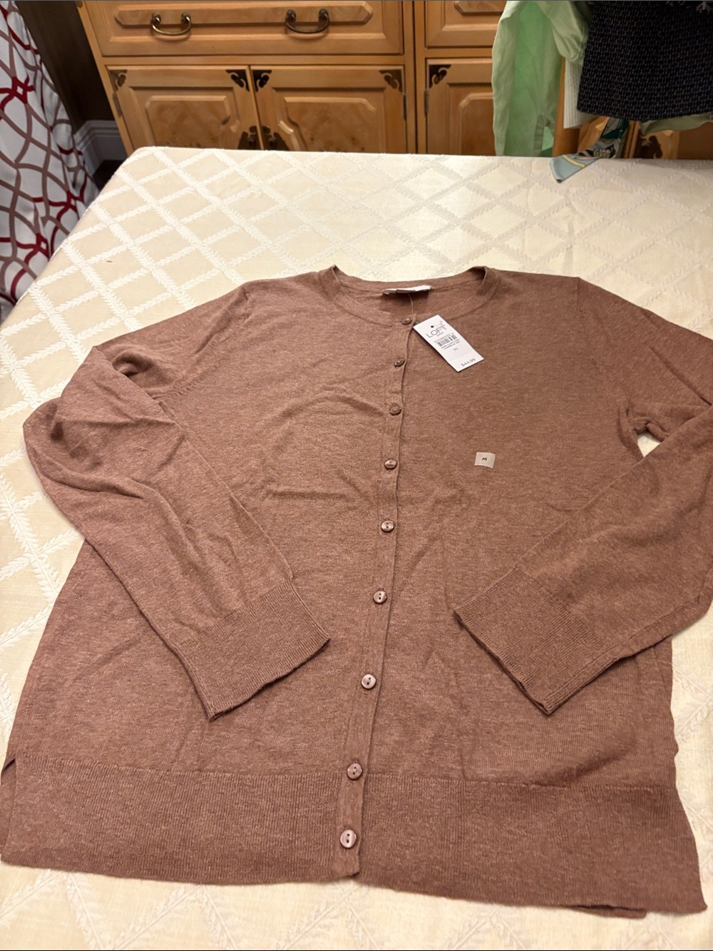 LOFT Women's Brown Button-Front Cardigan